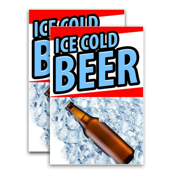 Victorian Card Window Cling 5-Pack Ice Cold Beer 12x12 CGSignLab 